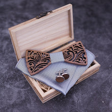 Load image into Gallery viewer, Wooden Bow Tie set and Handkerchief Set - MajesticGang.Shop
