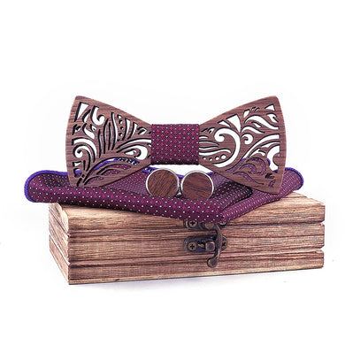 Wooden Bow Tie set and Handkerchief Set - MajesticGang.Shop